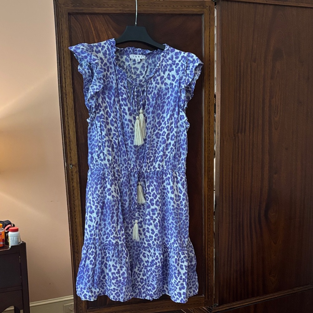 THML Purple Leopard Print Mini Dress with Tassels